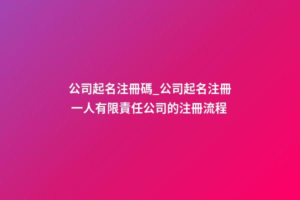 公司起名注冊碼_公司起名注冊 一人有限責任公司的注冊流程-第1張-公司起名-玄機派